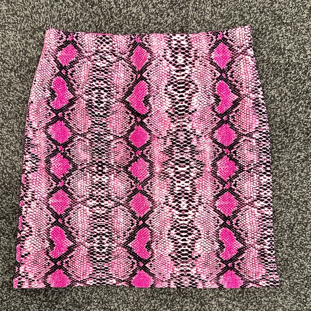 Snakeskin Pink Mini Skirt